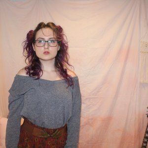 Grey Jersey Knit Long-sleeve V-neck